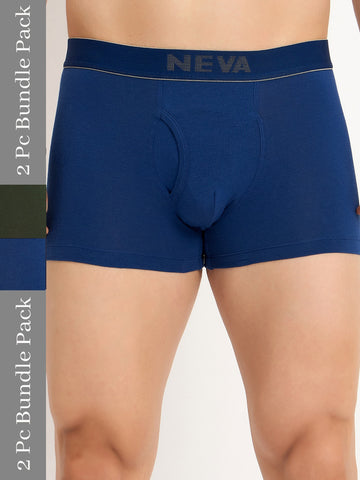 Neva MAXX Gents pack of 2 Trunks elasticated waistband front open fly